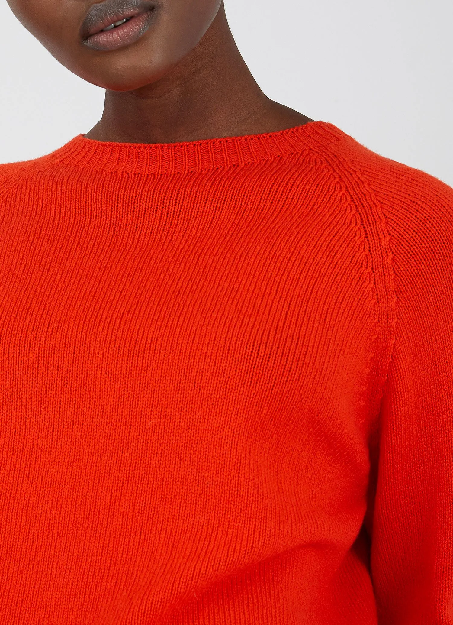 Women's Lambswool Crew Neck Jumper in Flame