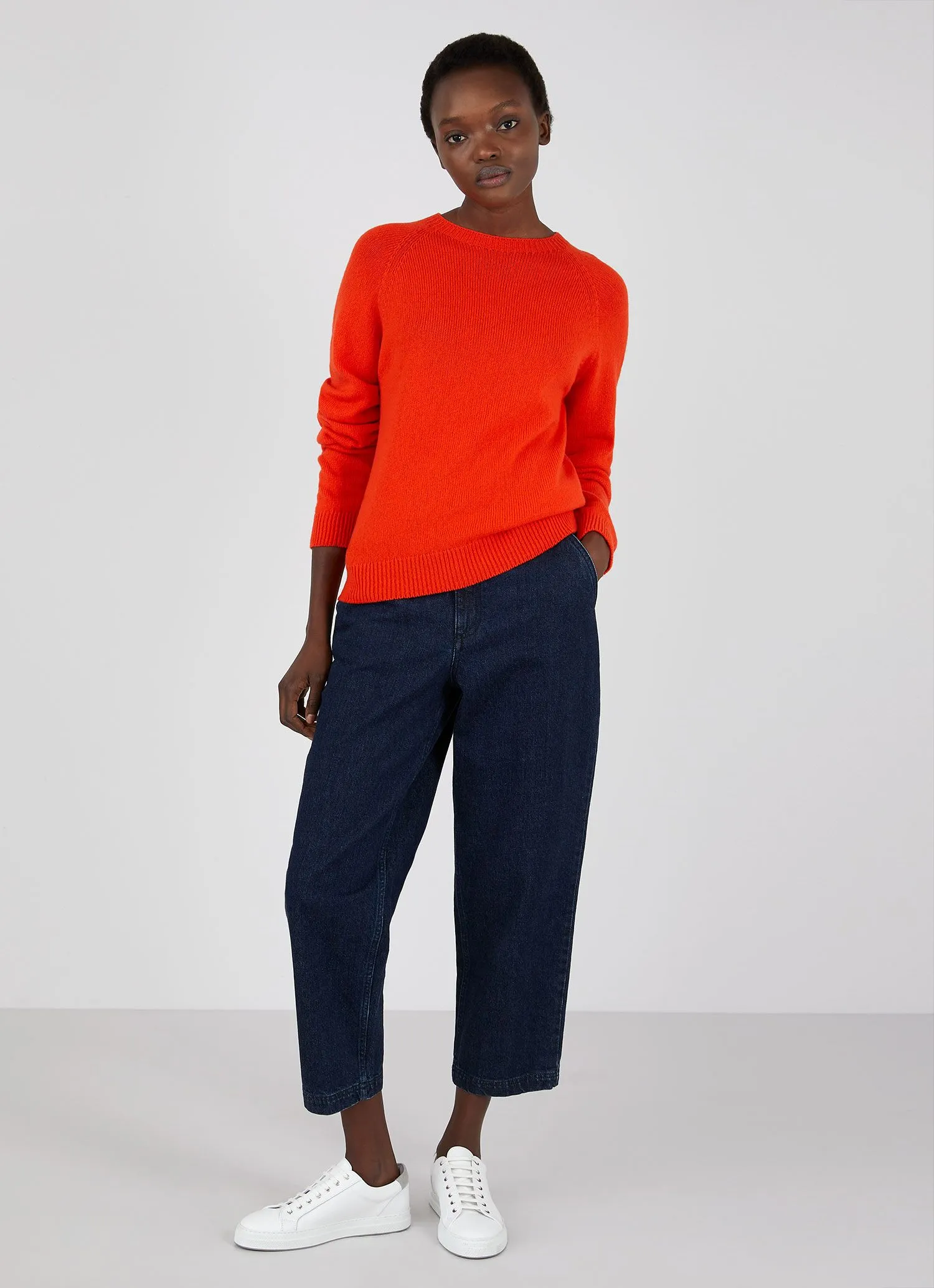 Women's Lambswool Crew Neck Jumper in Flame