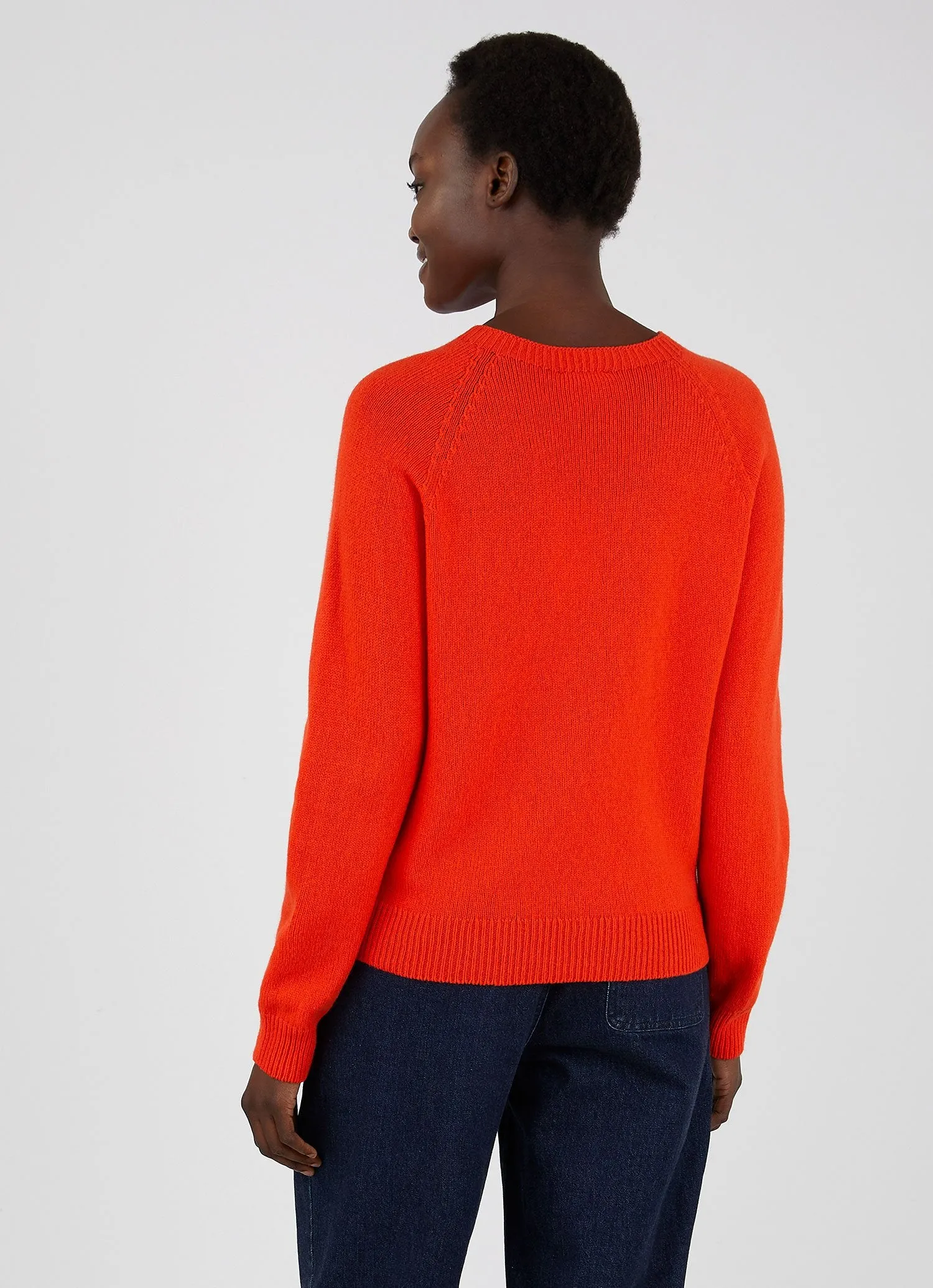 Women's Lambswool Crew Neck Jumper in Flame