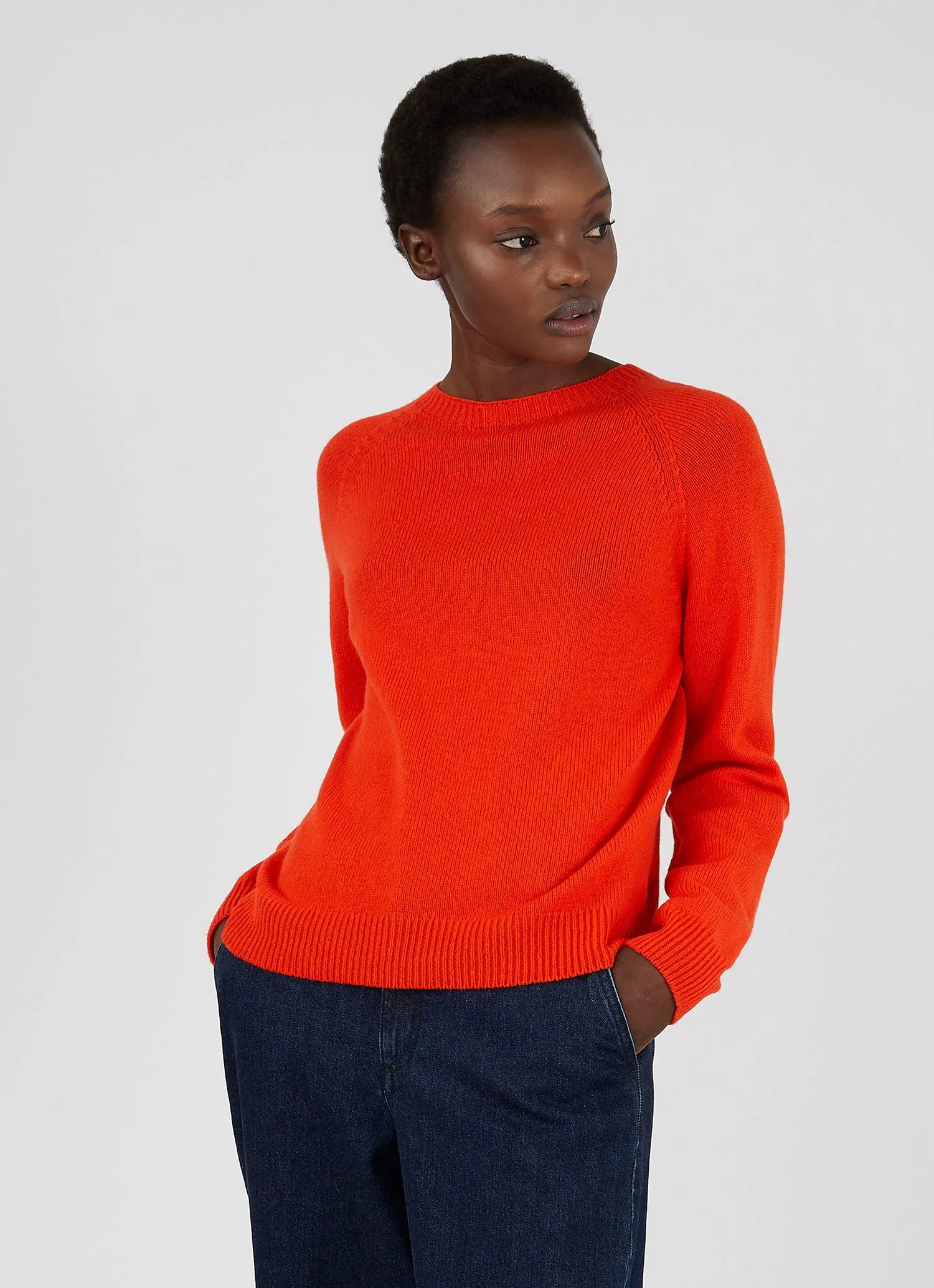 Women's Lambswool Crew Neck Jumper in Flame