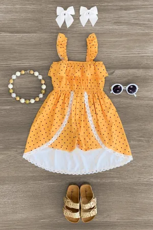 Yellow Polka Dot Skirted Romper